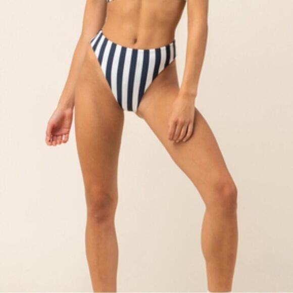 ROXY Juniors Paradise Reversible Bikini Bottoms Navy White Parallel XL New - Picture 6 of 16